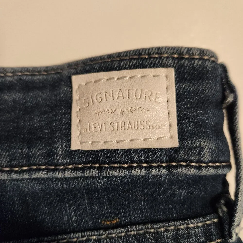 Signature‎ Levi Shorts White Label High Rise Cuffed Blue Denim Womens 20 38